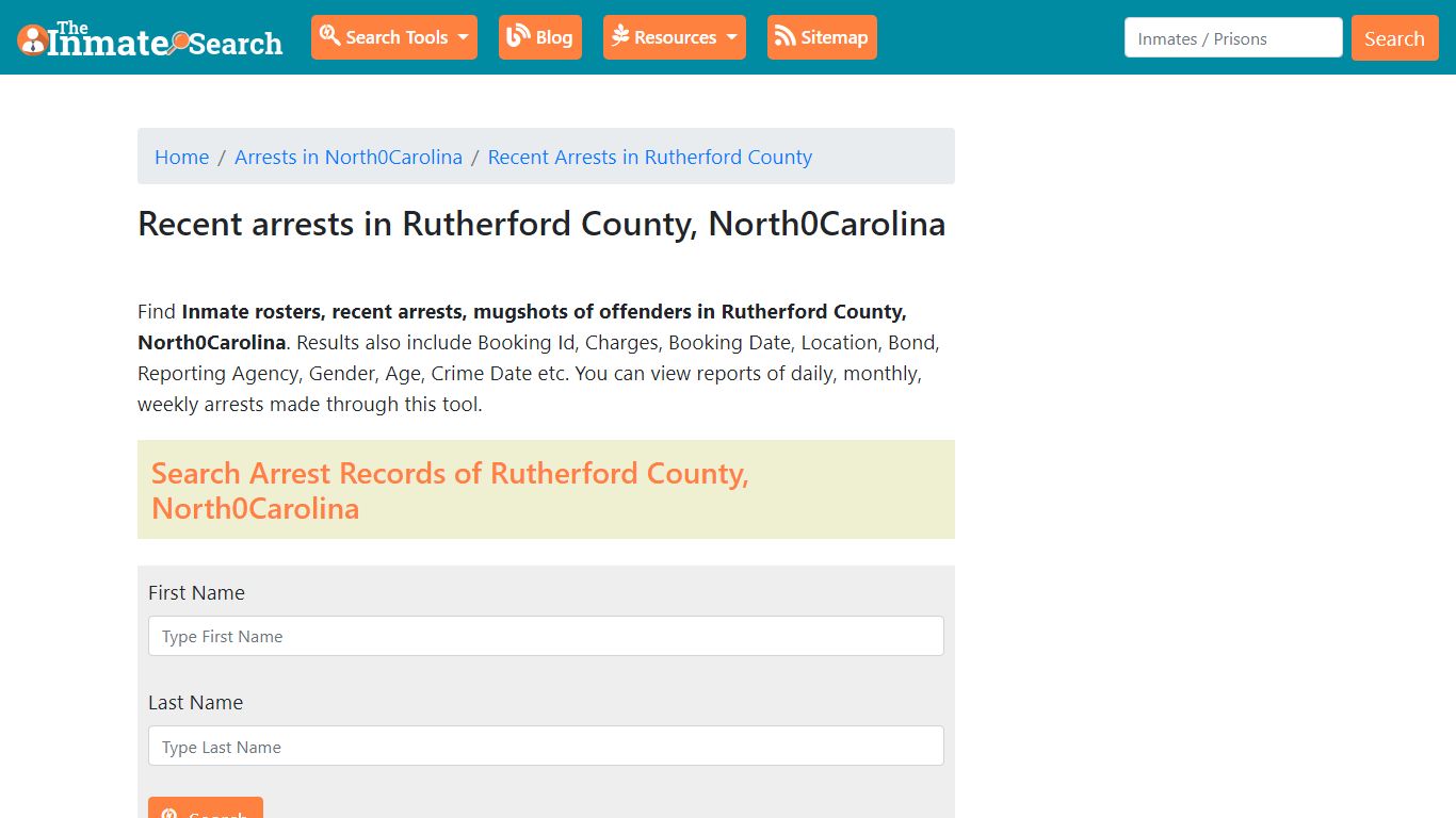 Recent arrests in Rutherford County, North Carolina